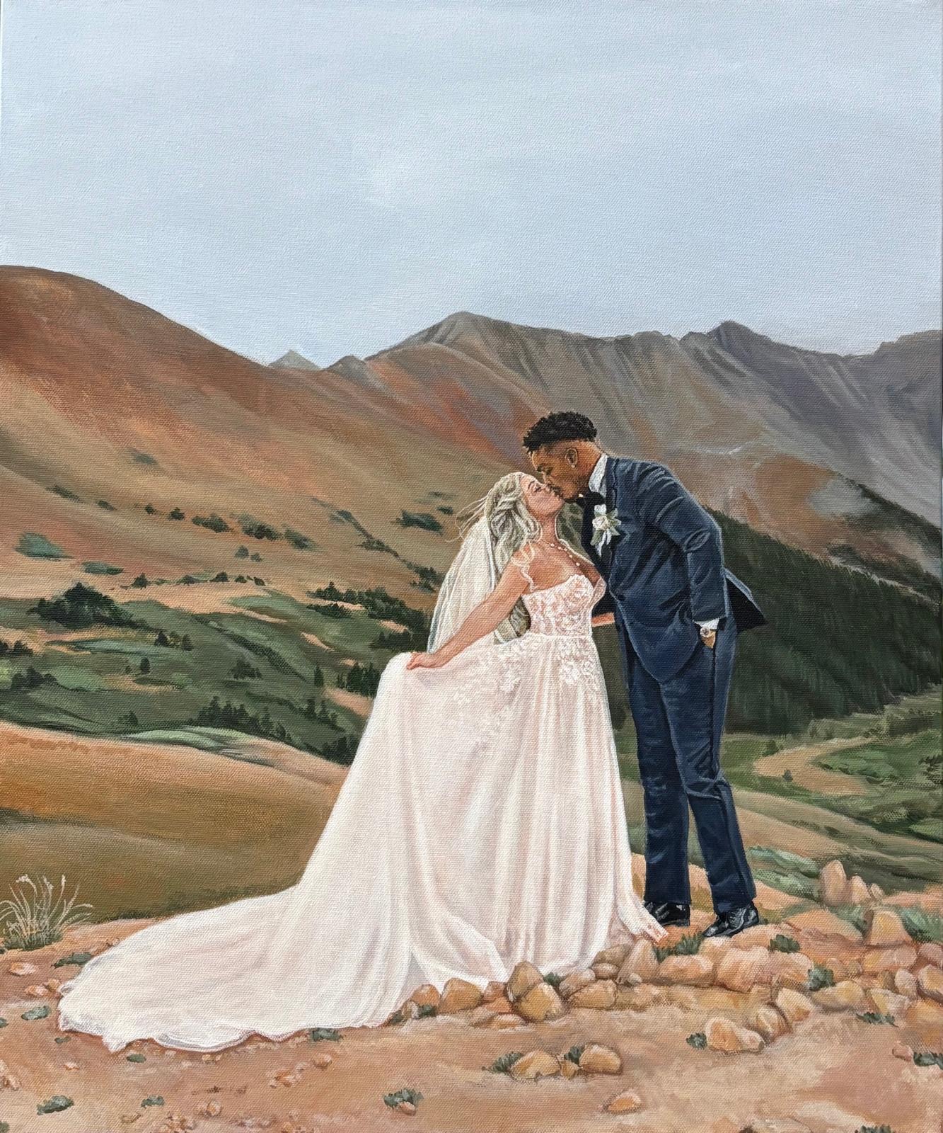 Live wedding painting Commission wedding painting at the altar indoors